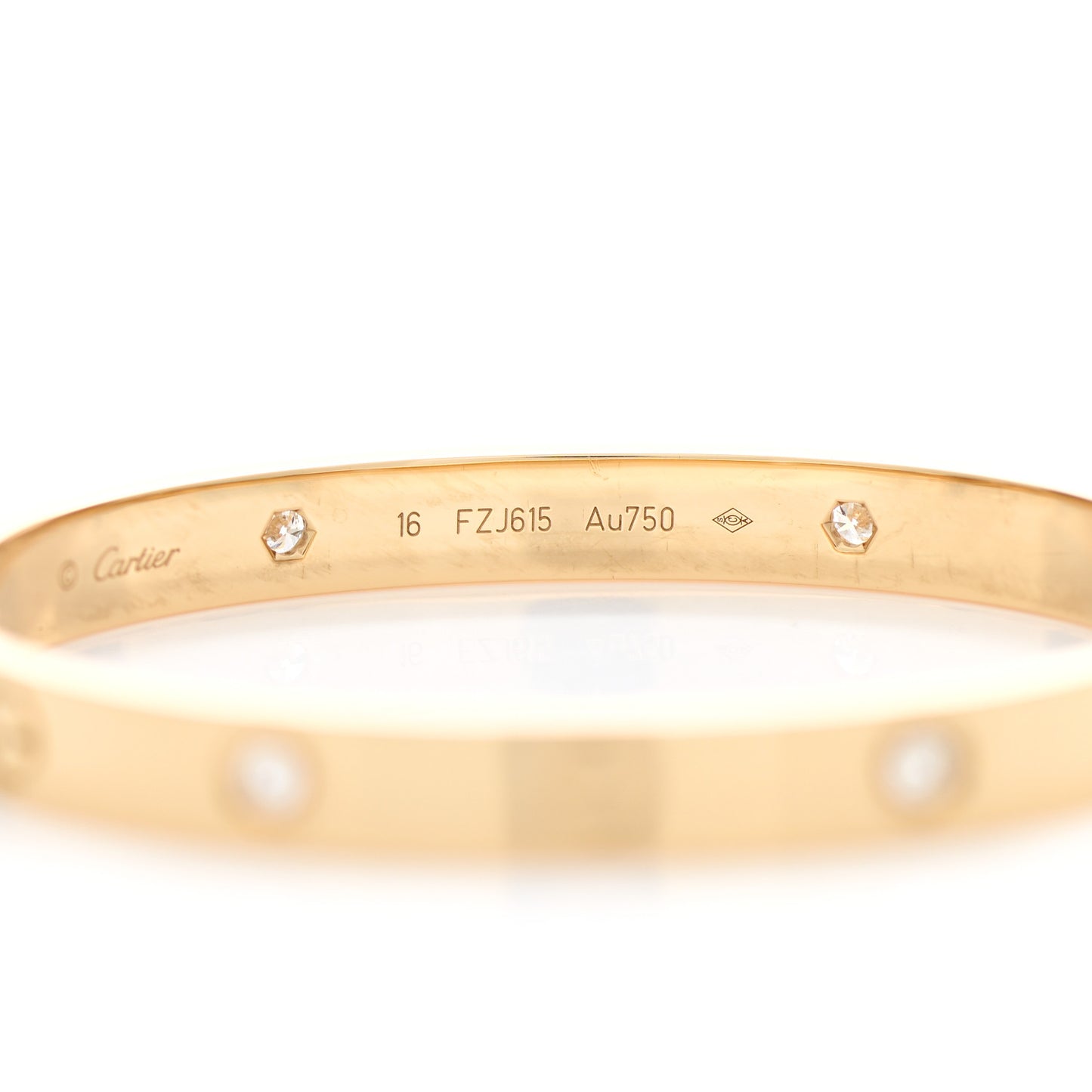 18K Yellow Gold 4 Diamond LOVE Bracelet 16