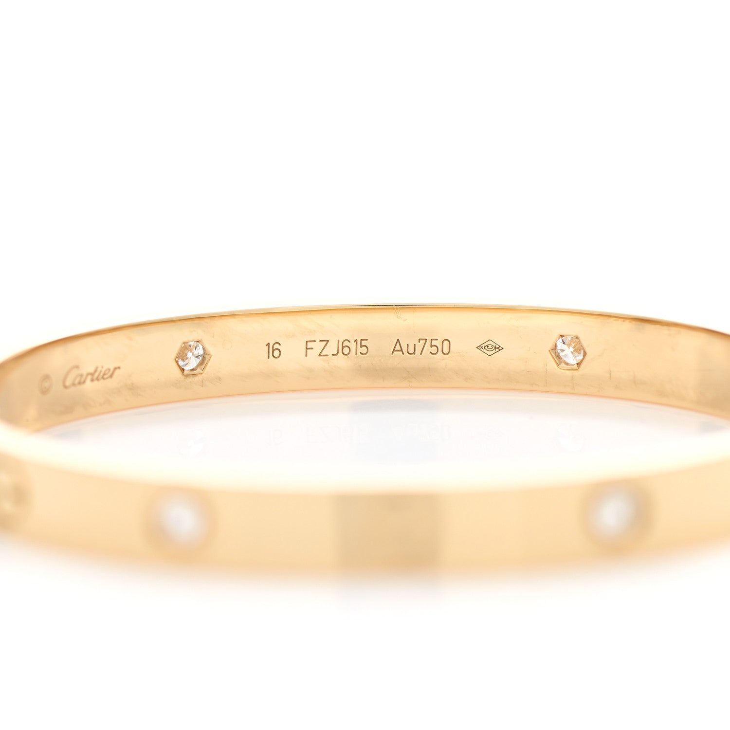 Cartier 18K Yellow Gold 4 Diamond LOVE Bracelet 16 5 of 6
