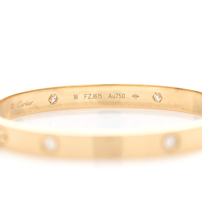 Cartier 18K Yellow Gold 4 Diamond LOVE Bracelet 16 5 of 6