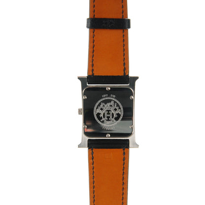 Hermes Stainless Steel Barenia Lacquer 26mm Heure H Hour Quartz Watch Noir 4 of 10