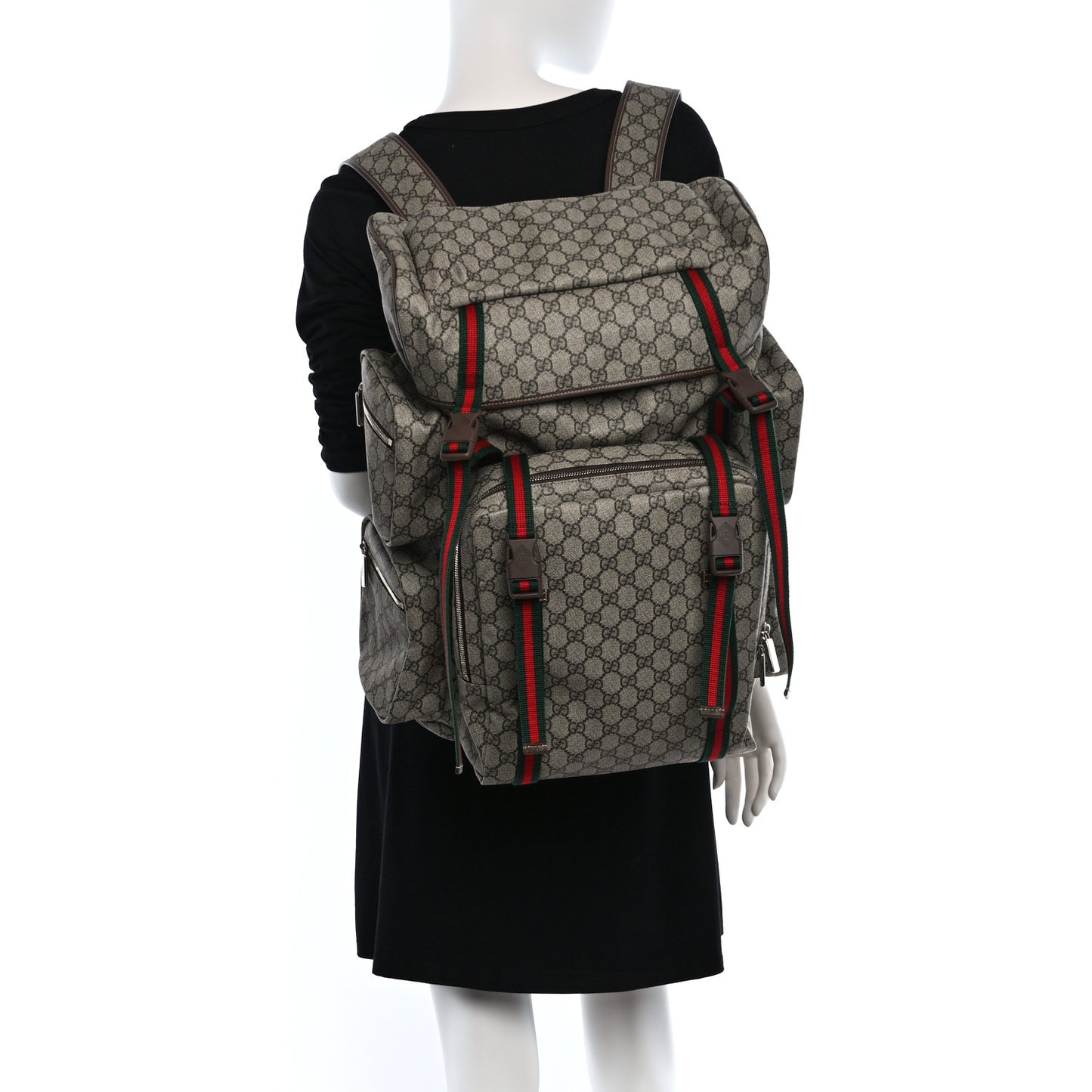 GG Supreme Monogram Web Backpack Beige Ebony