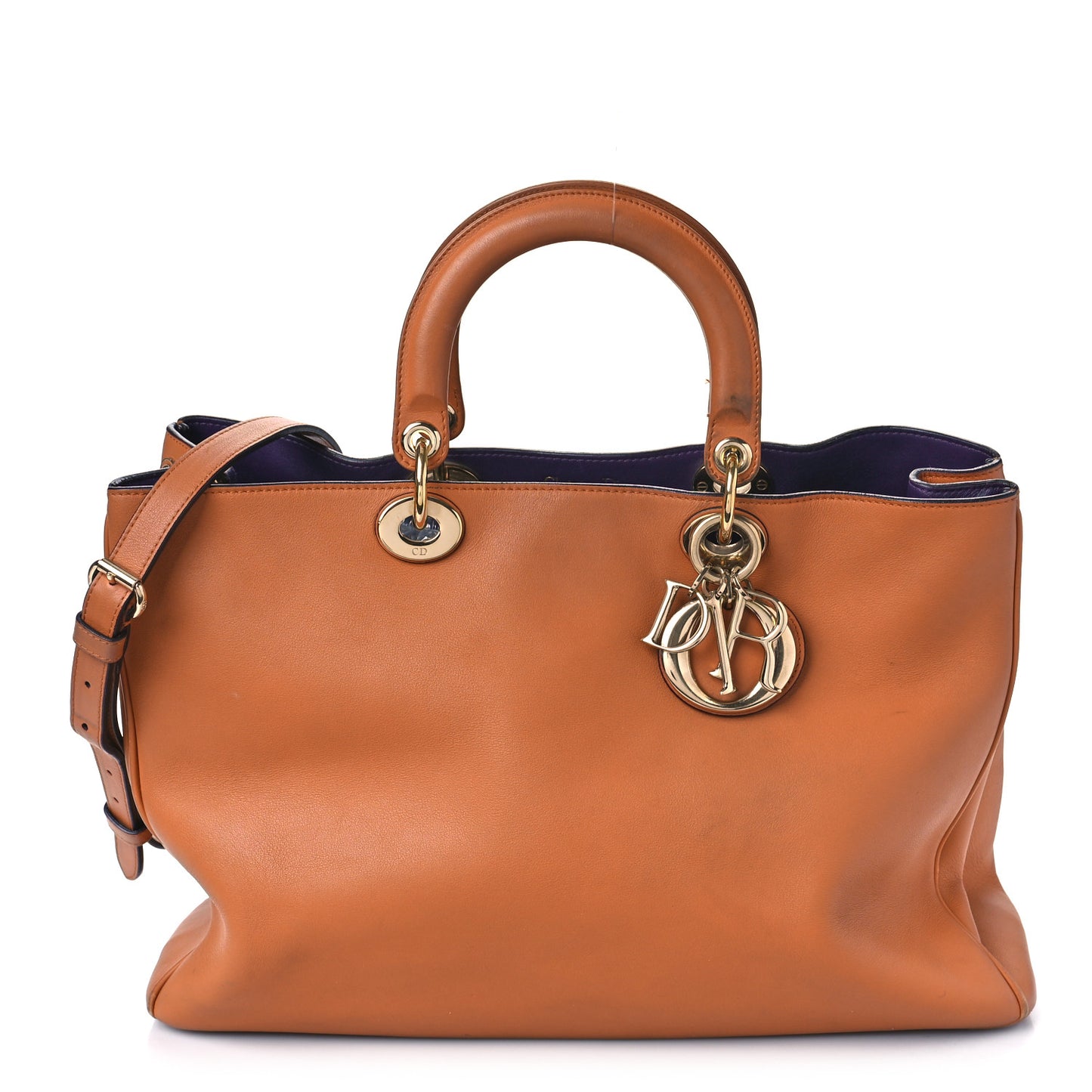 Smooth Calfskin Large Diorissimo Tote Brown Purple