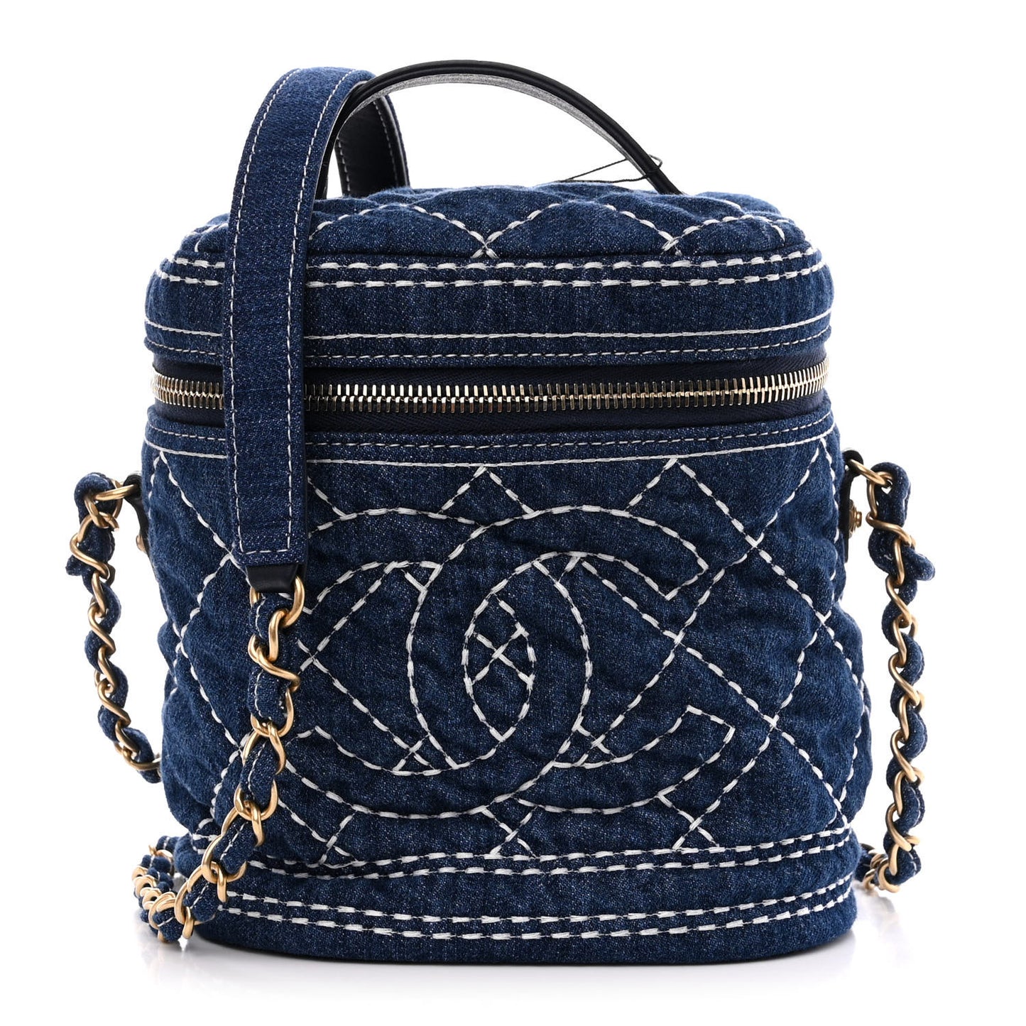 Denim Quilted Denim Trip Vanity Cosmetic Case Blue