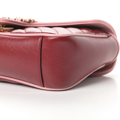 Gucci Azalea Calfskin Enamel Matelasse Diagonal Small Torchon GG Marmont Shoulder Bag New Cherry Red Wild Rose 10 of 11