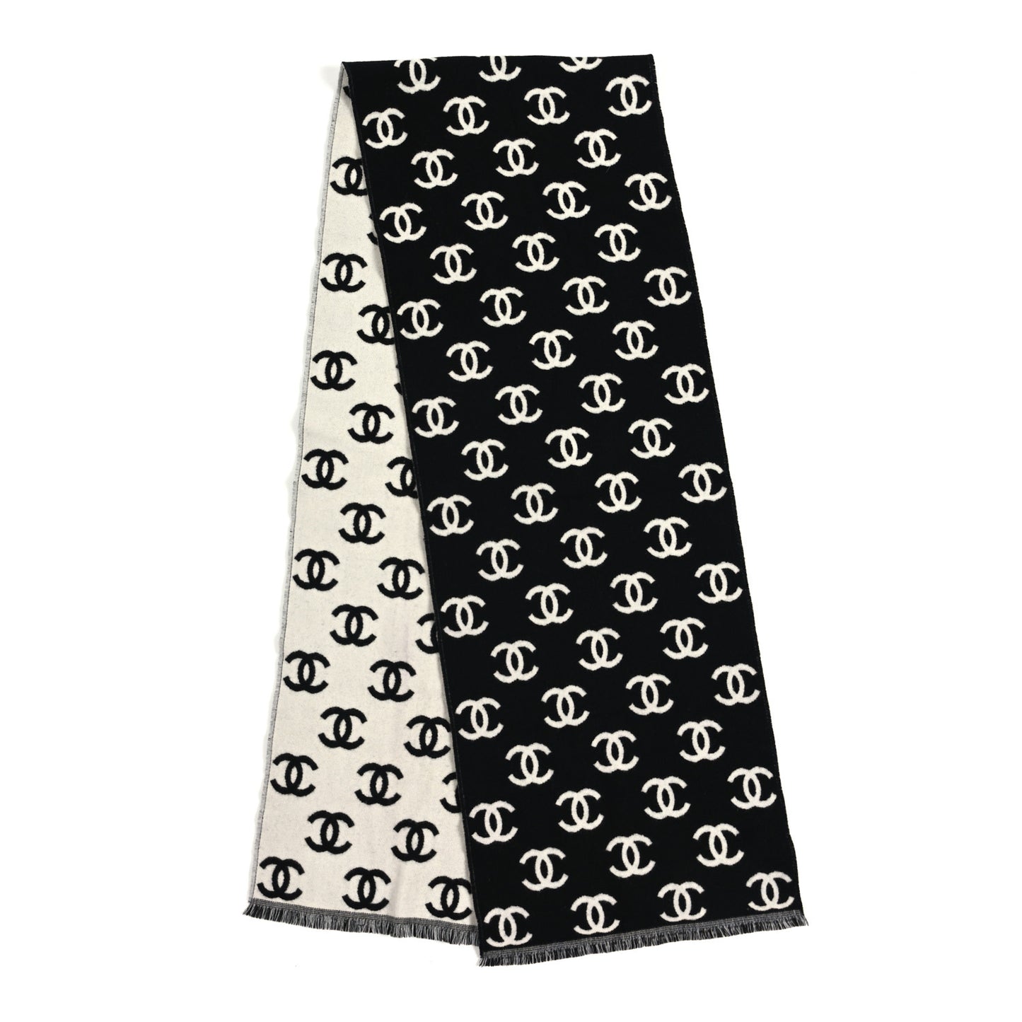 Wool Cashmere CC Scarf Black White