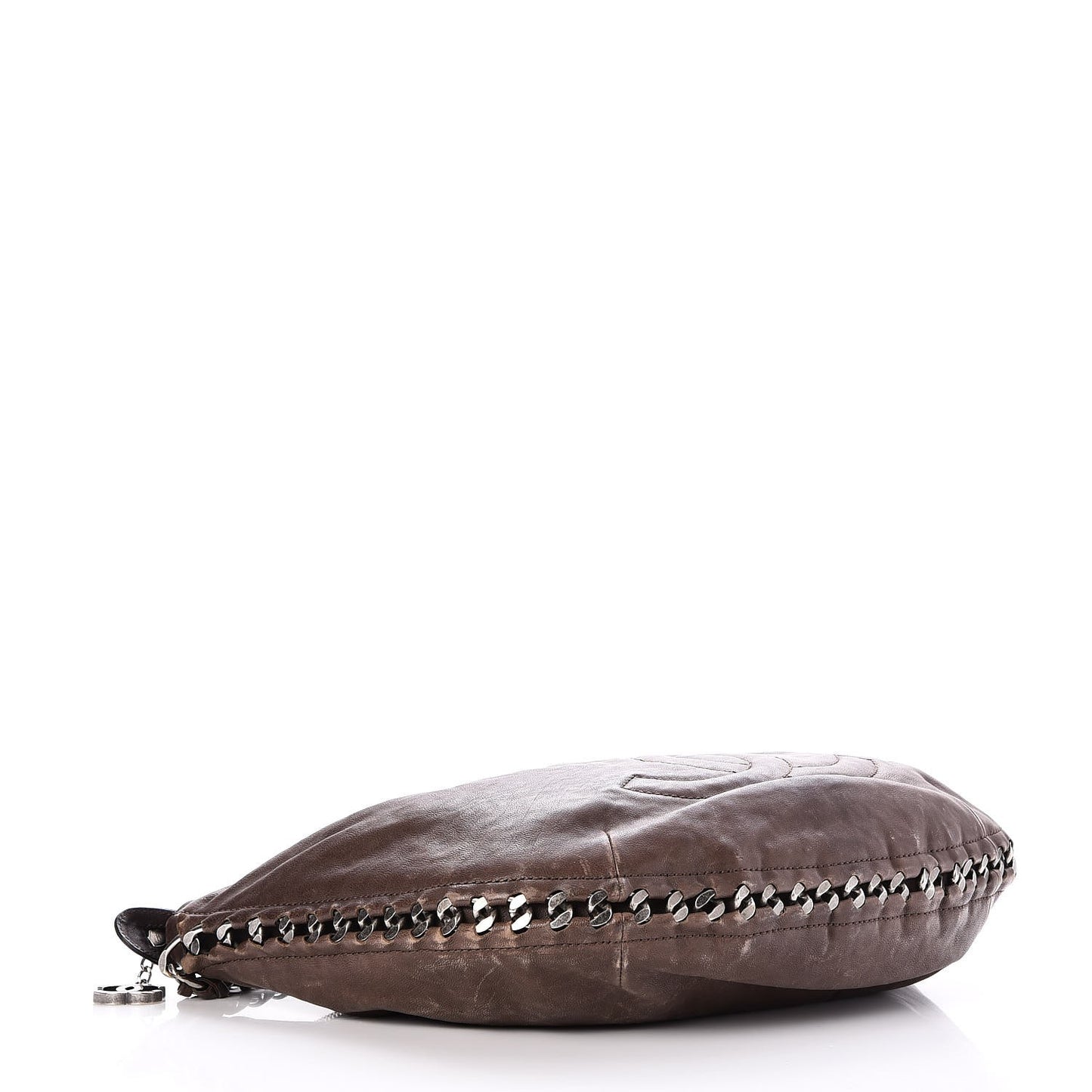 Calfskin Modern Chain Hobo Brown