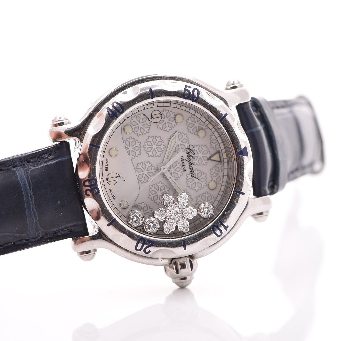 Stainless Steel Alligator Diamond 38mm Happy Sport Snowflake Quartz Watch