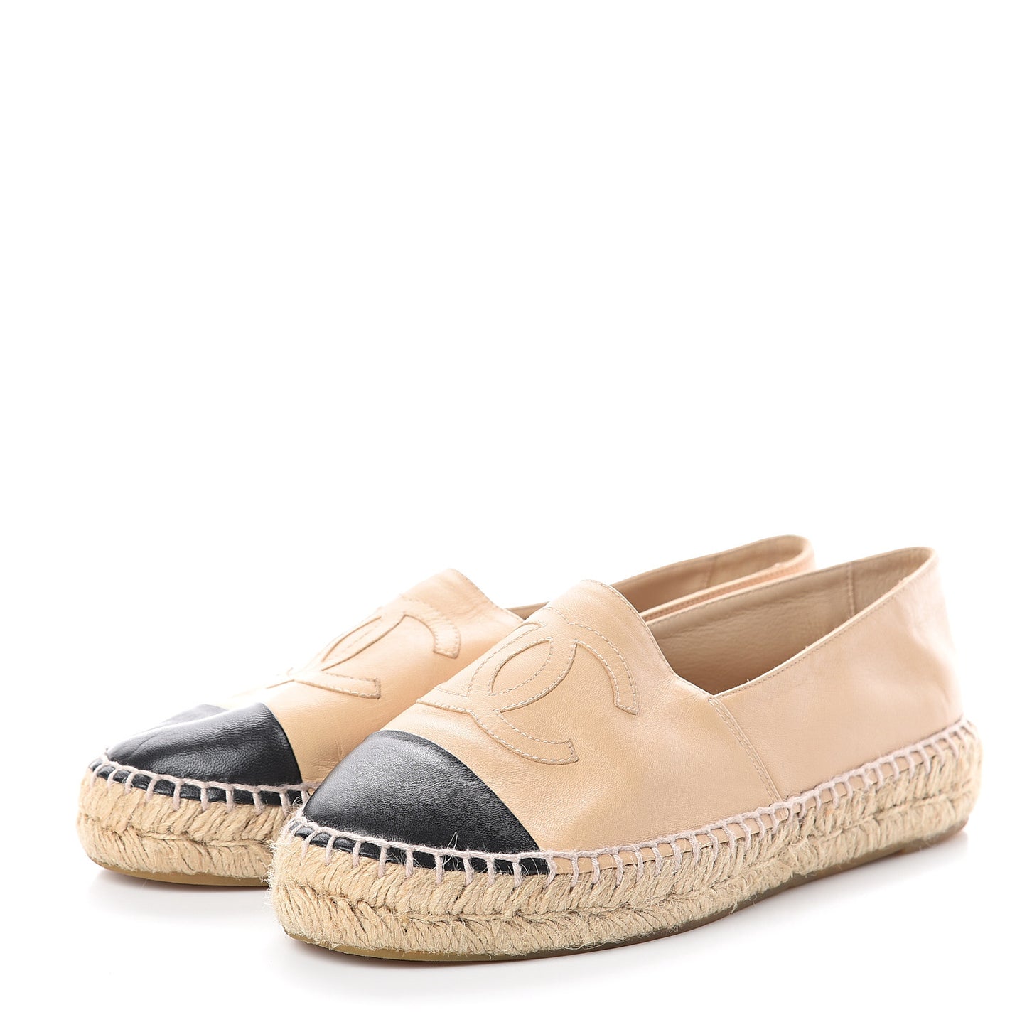 Lambskin CC Espadrilles 37 Beige Black