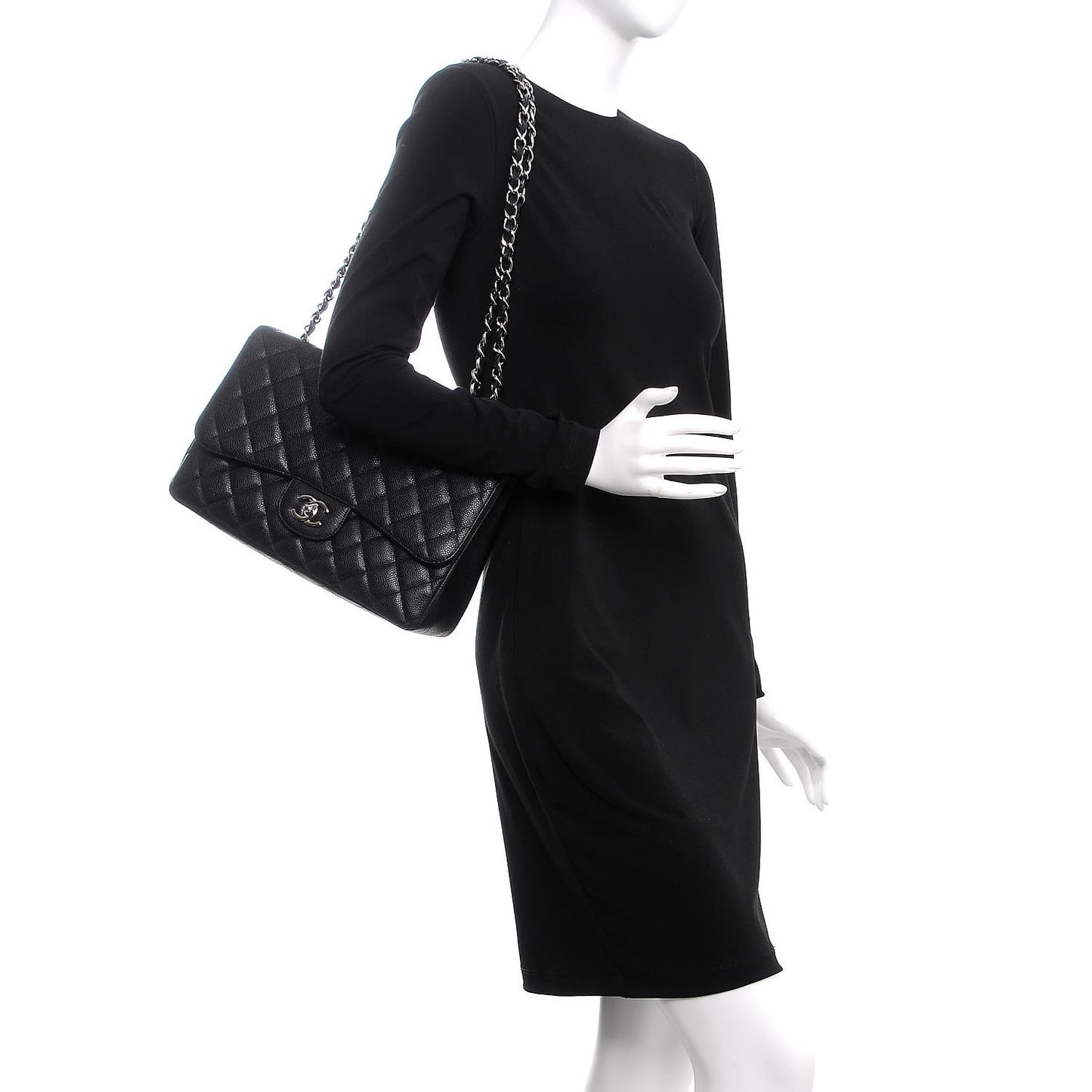 Caviar Quilted Jumbo Single Flap Black