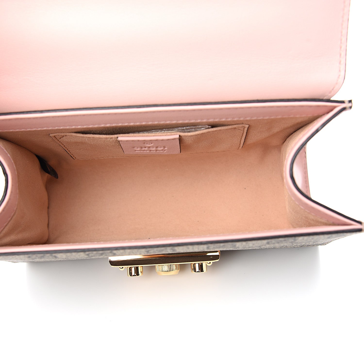 Gucci GG Supreme Monogram Calfskin Studded Small Padlock Shoulder Bag Beige Perfect Pink 4 of 10