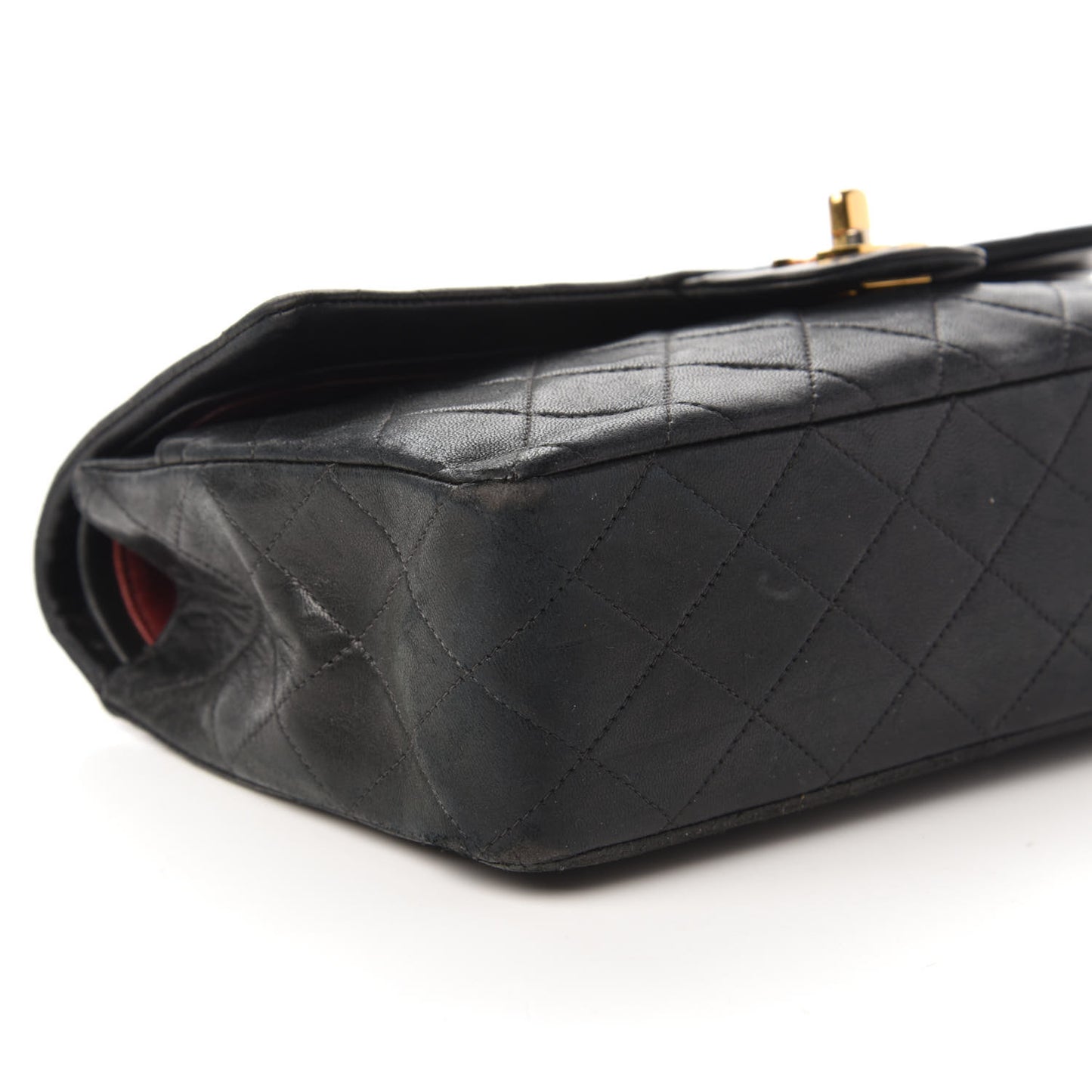 Lambskin Quilted Medium Double Flap Black