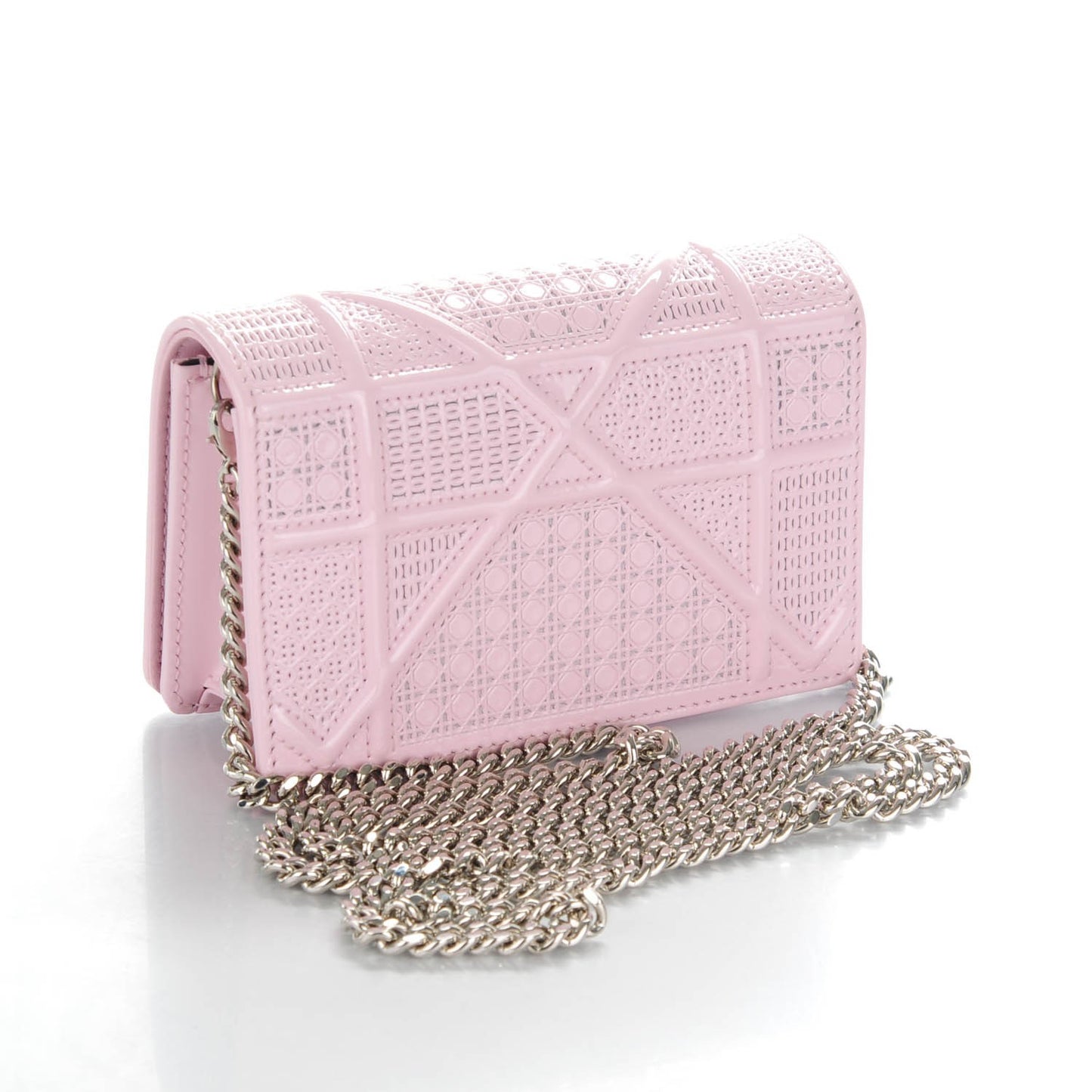 Patent Micro-Cannage Baby Diorama Flap Bag Pale Pink