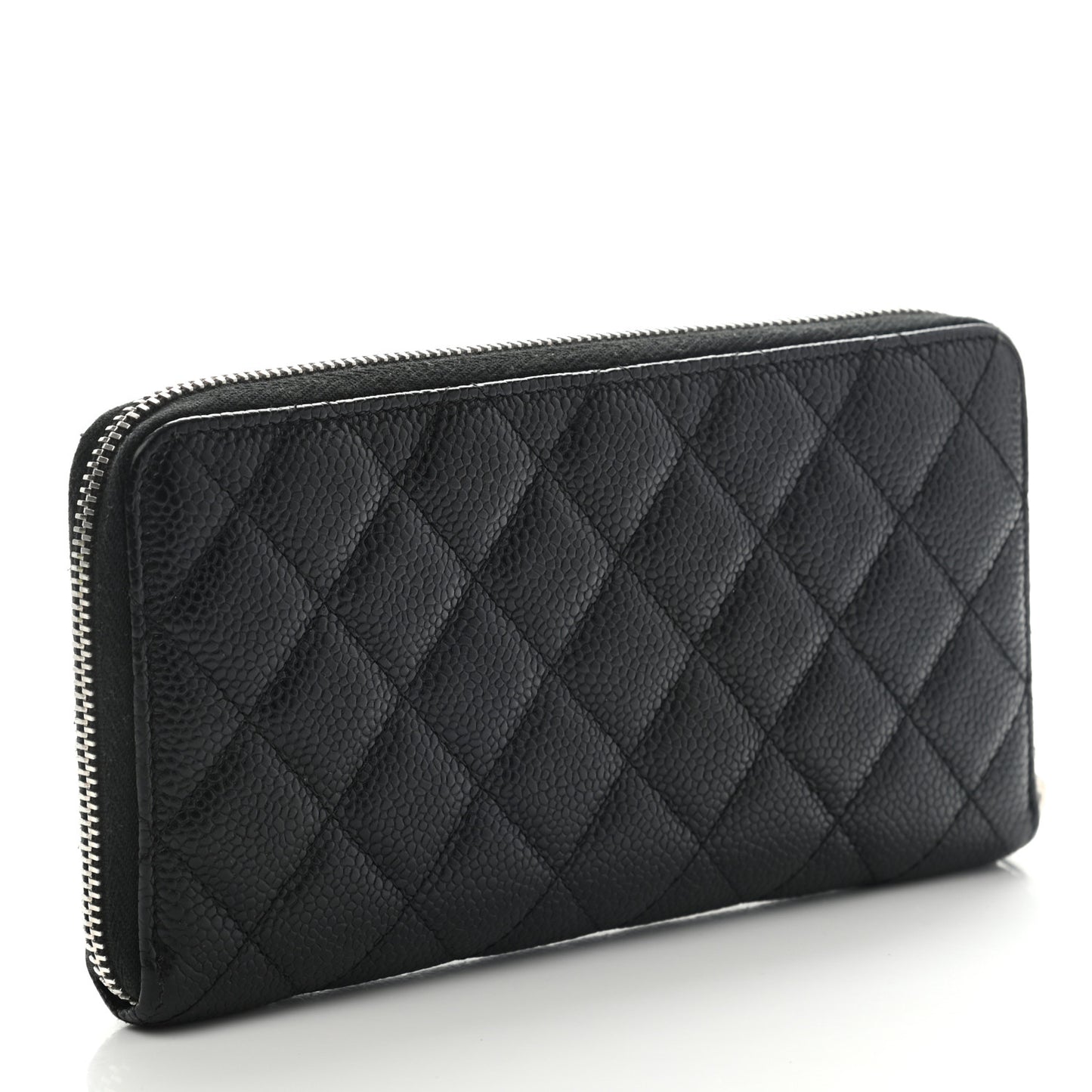 Caviar Quilted Large Gusset Zip Around Wallet Black