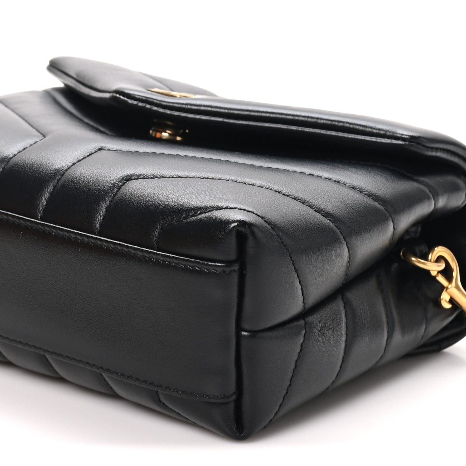 Saint Laurent Calfskin Y Quilted Monogram Toy Loulou Crossbody Bag Black 9 of 10