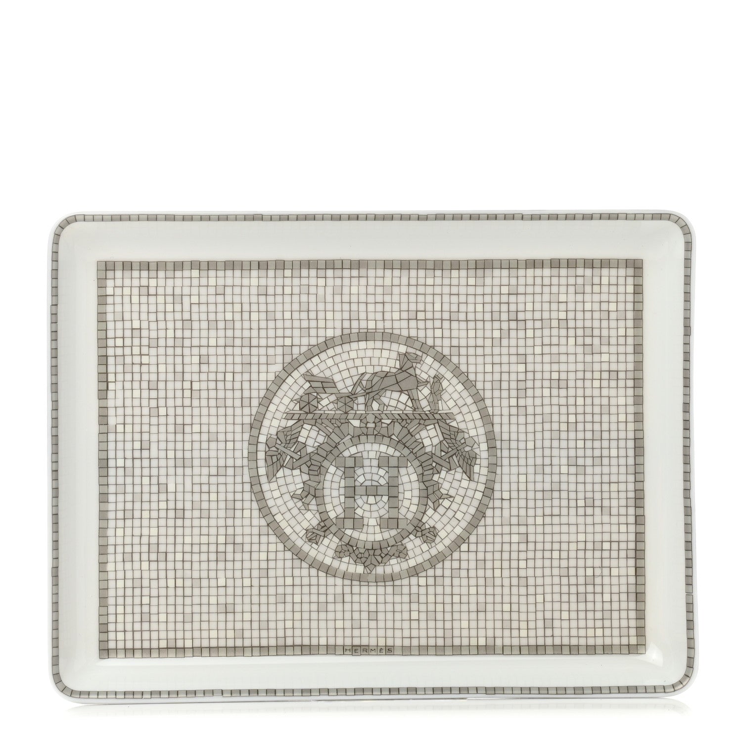 Hermes Porcelain Mosaique Au 24 Sushi Plate Platine 1 of 8