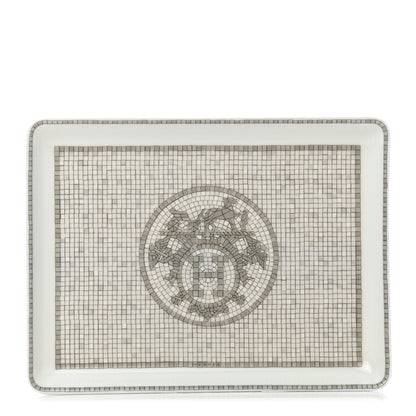 Hermes Porcelain Mosaique Au 24 Sushi Plate Platine 1 of 8