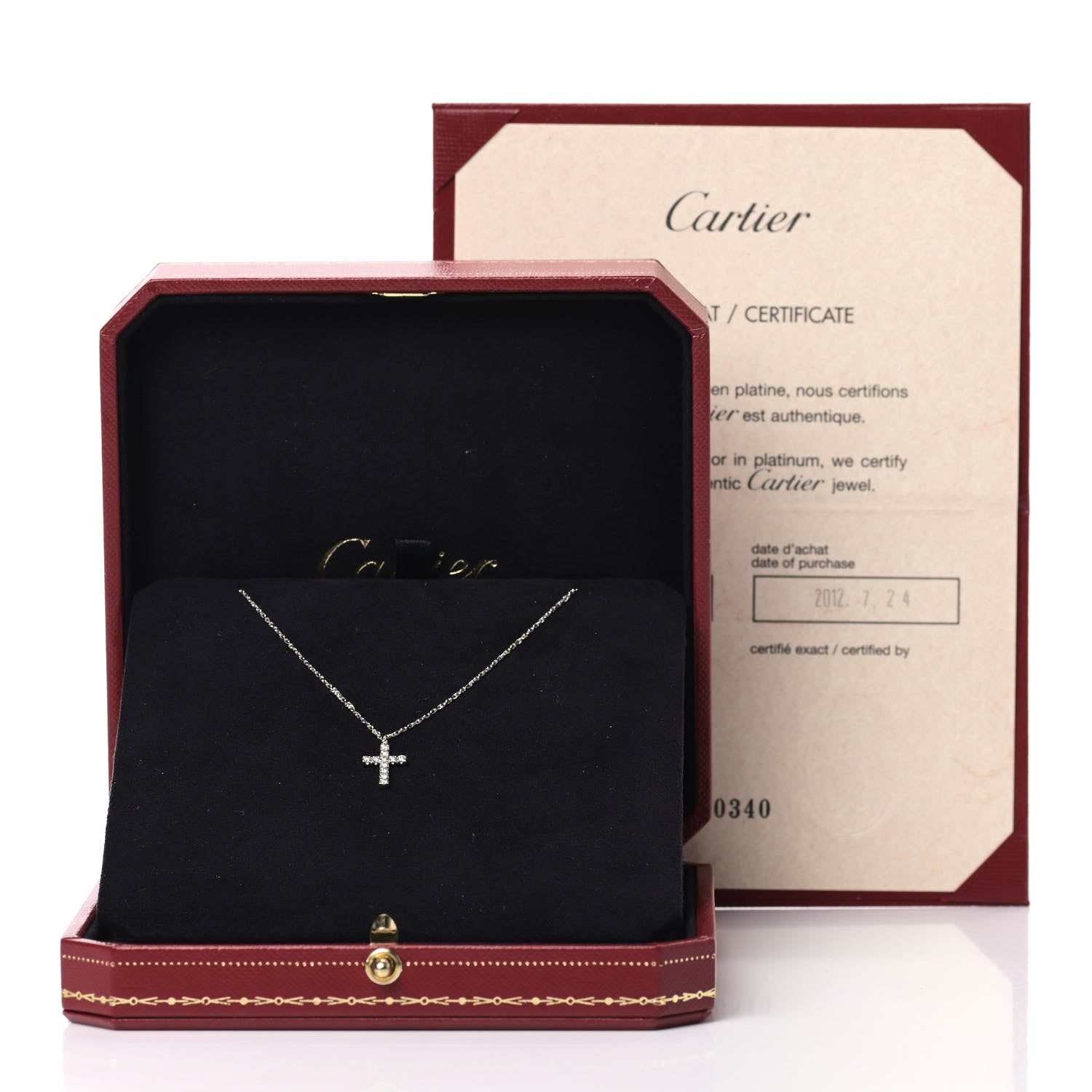 Cartier 18K White Gold Diamond Symbols Cross Pendant Necklace 6 of 6