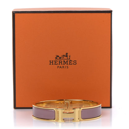 Hermes Enamel Narrow Clic Clac H Bracelet PM Bois De Rose 5 of 5