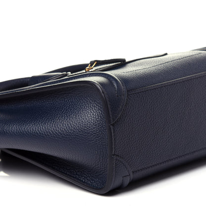Celine Drummed Calfskin Nano Luggage Navy Blue 9 of 11