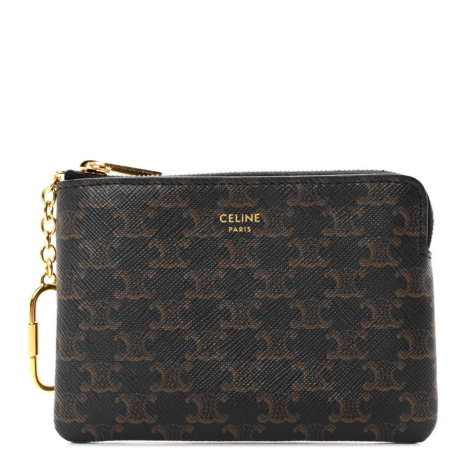 Celine Triomphe Canvas Coin and Card Pouch With Hook Black 1 of 8