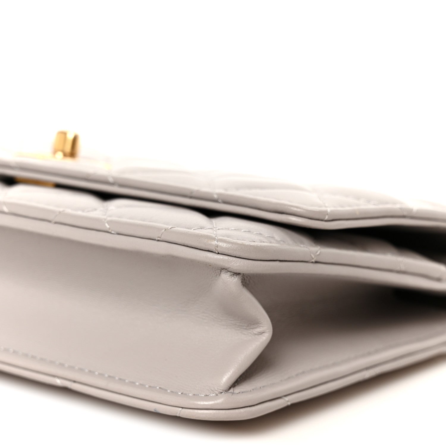 Chanel Lambskin Quilted CC Pearl Crush Wallet on Chain WOC Grey 11 of 12