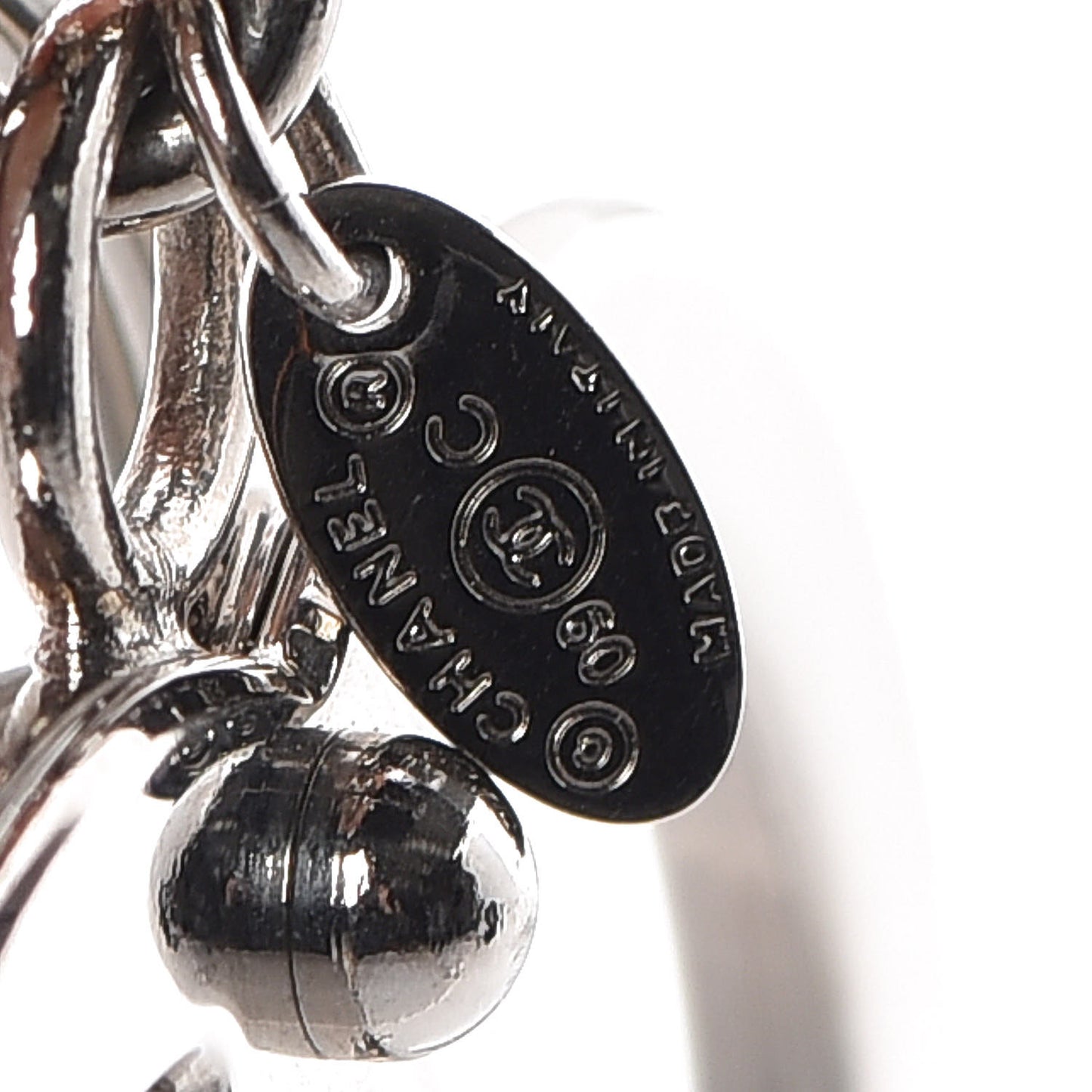 CC Heart Bag Charm White Silver