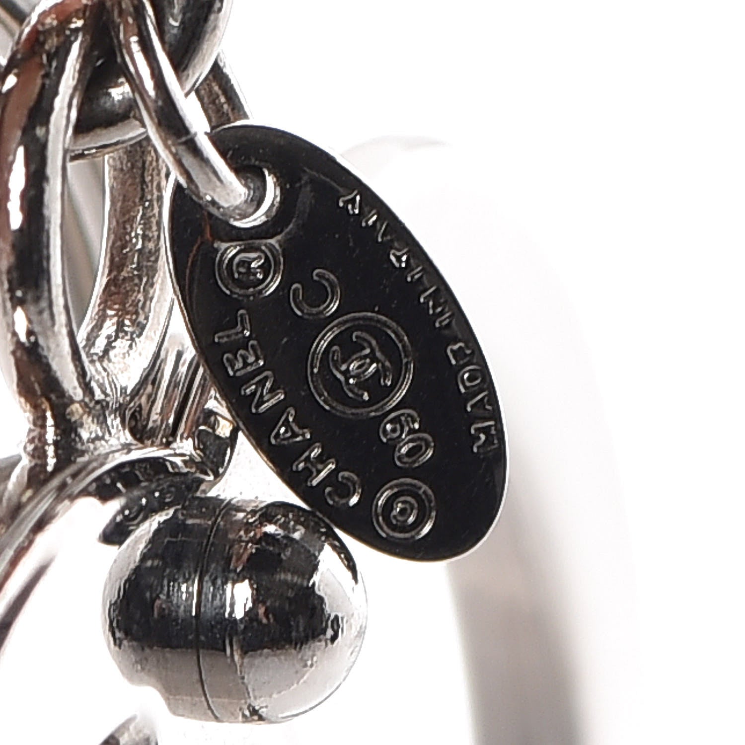 Chanel CC Heart Bag Charm White Silver 5 of 5