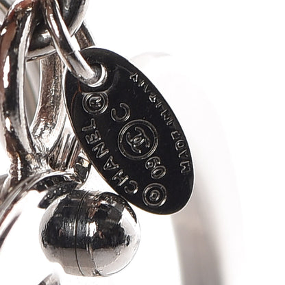 Chanel CC Heart Bag Charm White Silver 5 of 5
