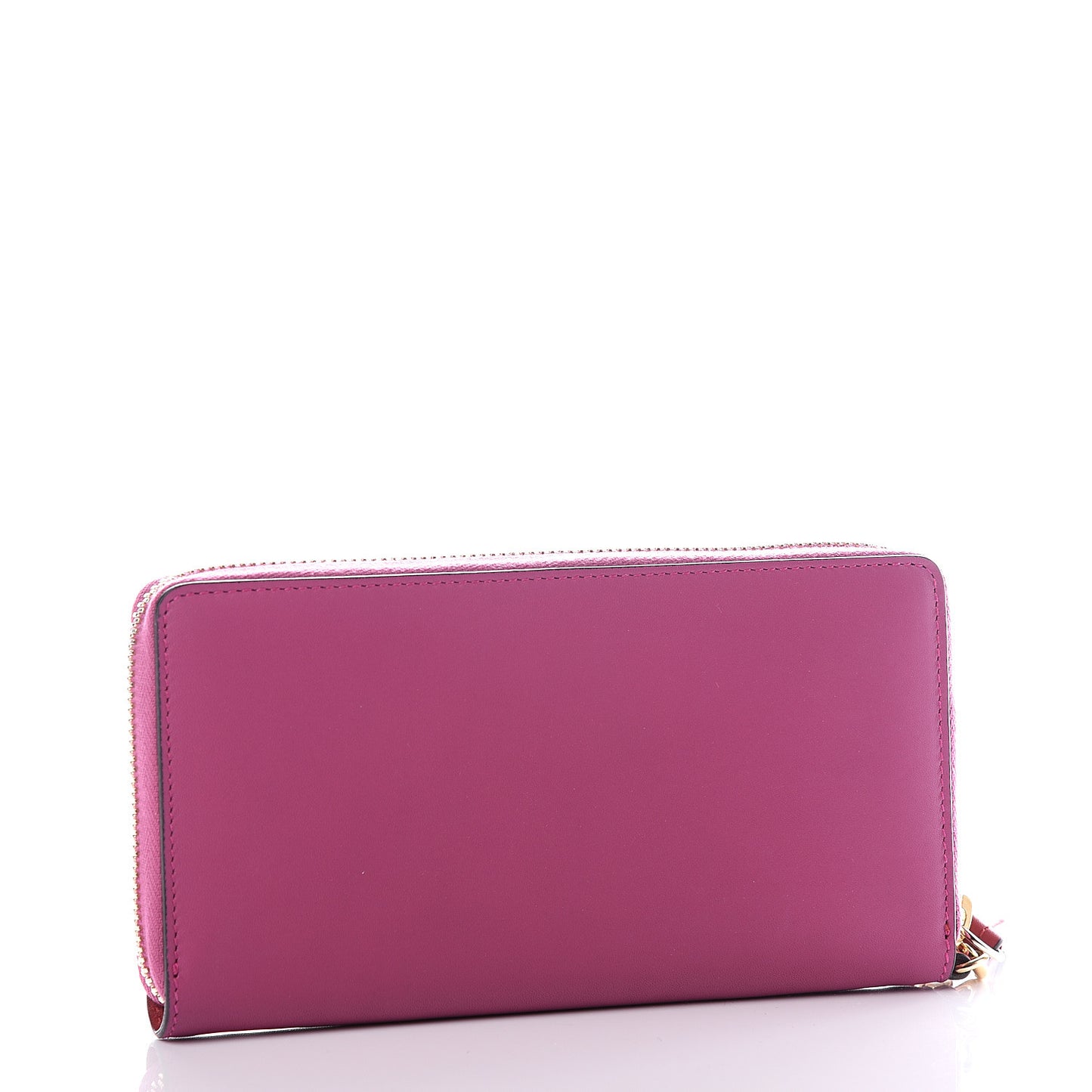 Moon Calfskin Zip Around Wrist Wallet New Rosette Hibiscus Red
