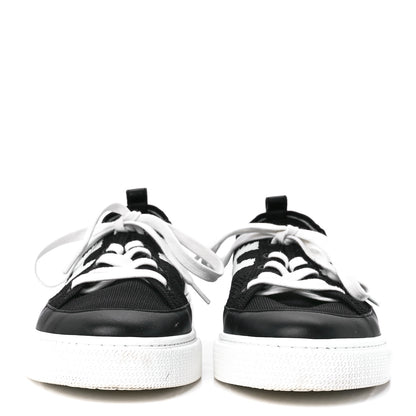 Hermes Knit Fabric Calfskin Deep Sneakers 39 Black White 2 of 9