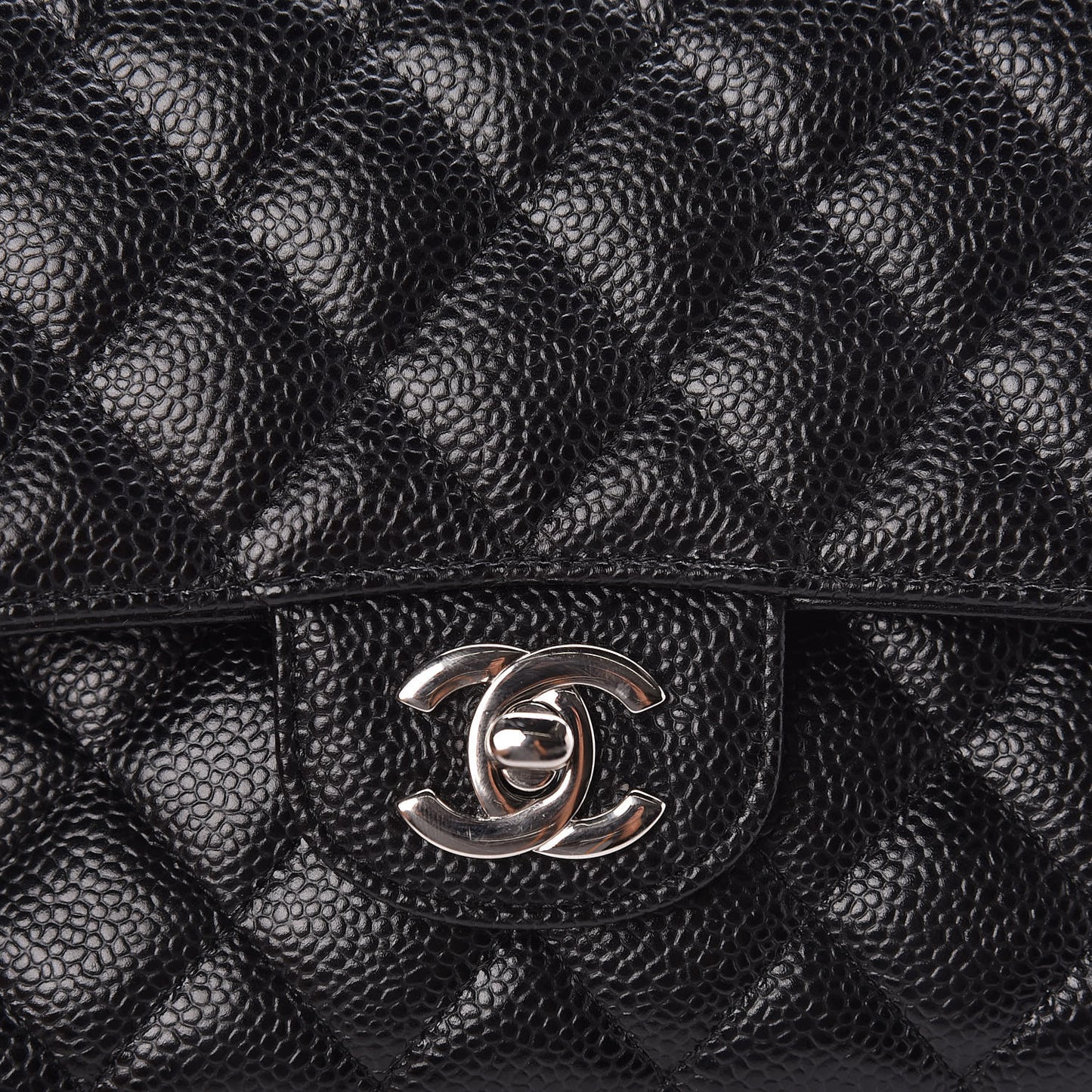 Caviar Quilted Medium Double Flap Black