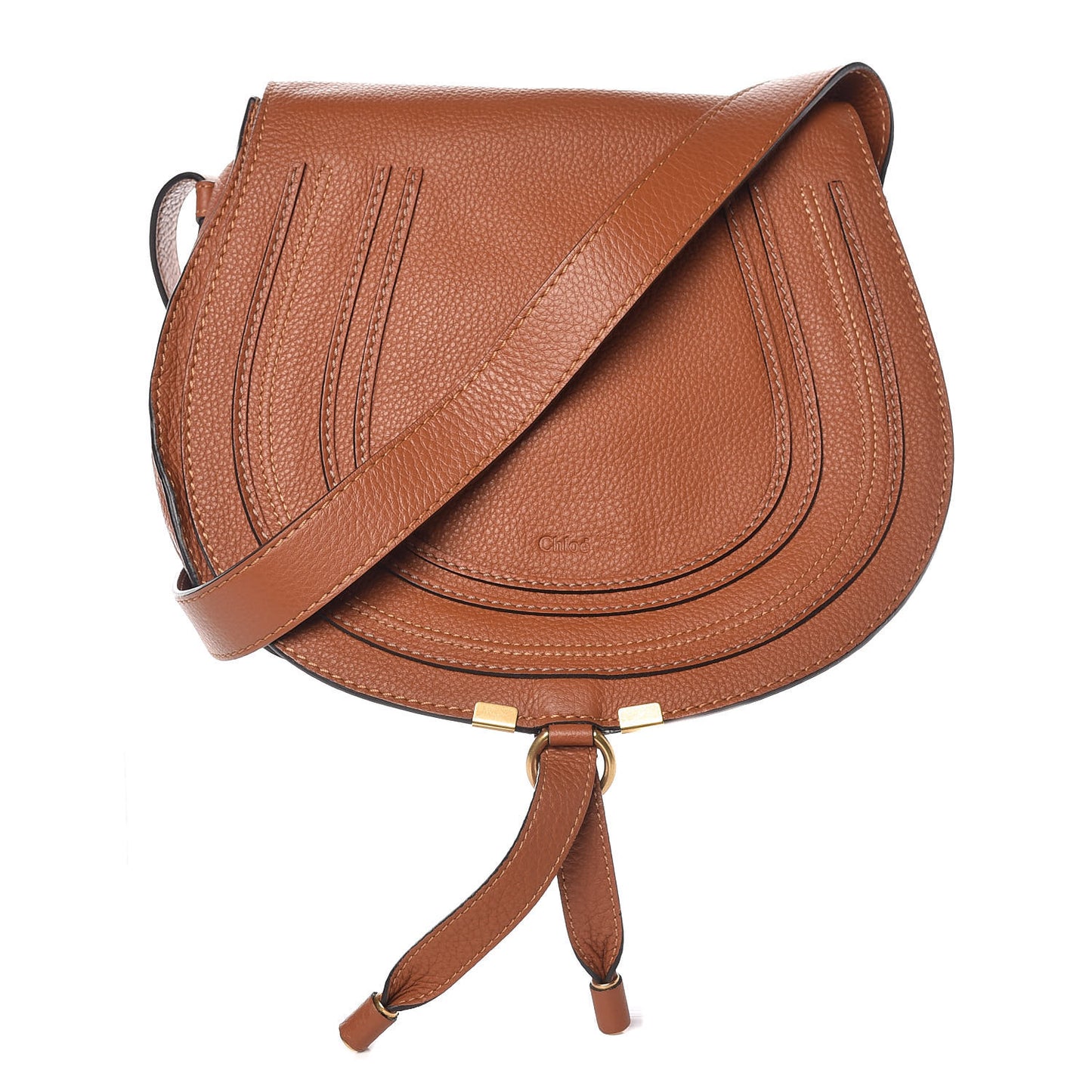 Calfskin Medium Marcie Round Crossbody Bag Tan