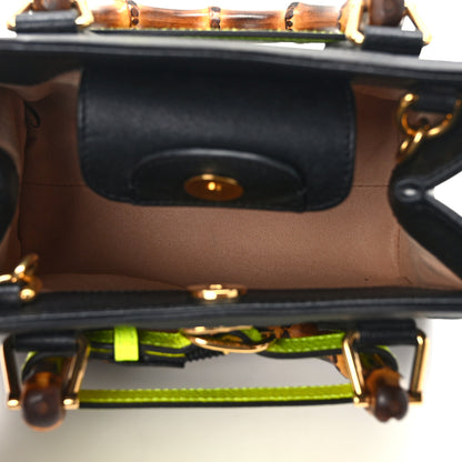 Gucci Wonka Grain Calfskin Mini Diana Tote Bag Black Yellow Fluo 5 of 13