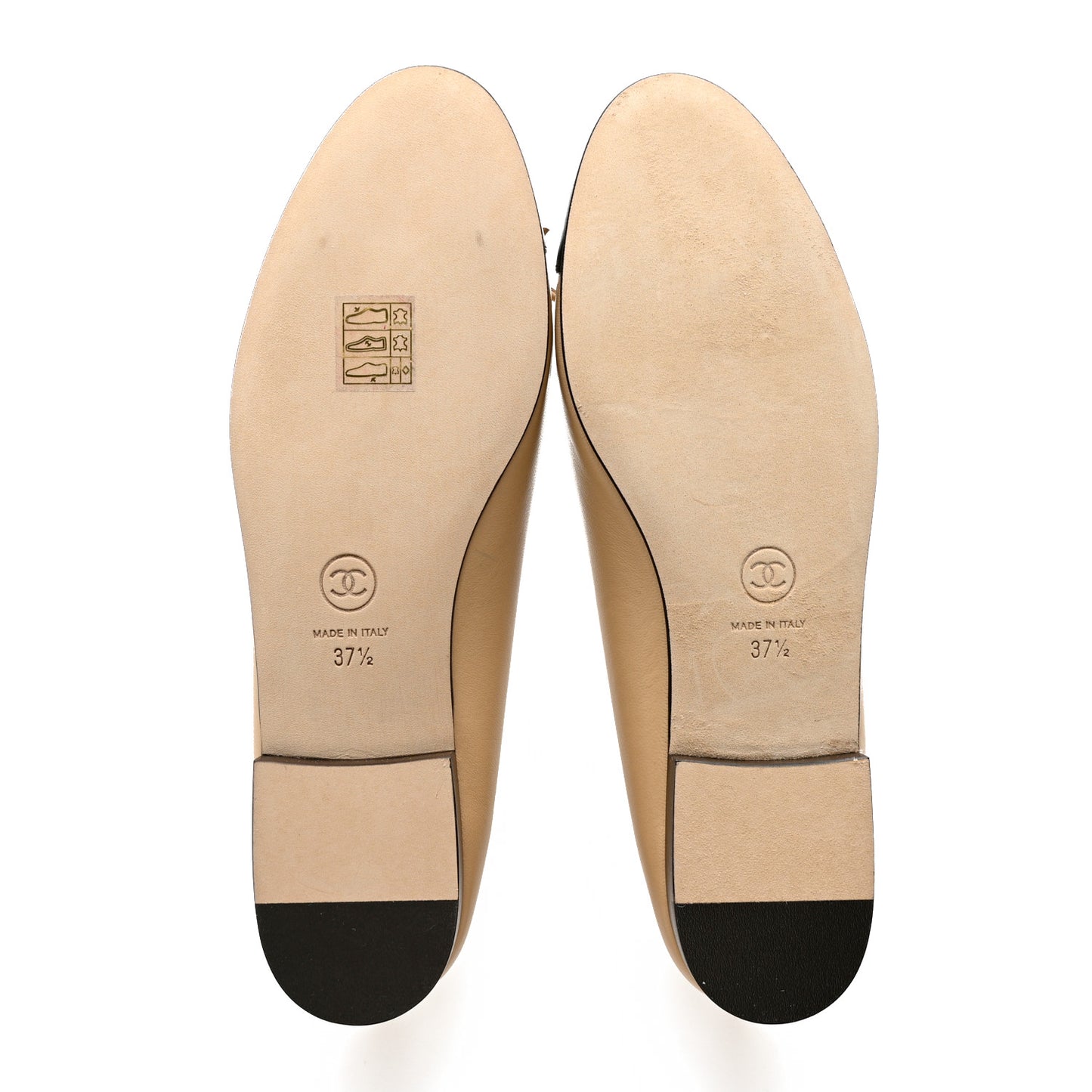 Lambskin Cap Toe CC Ballerina Flats 37.5 Beige Black