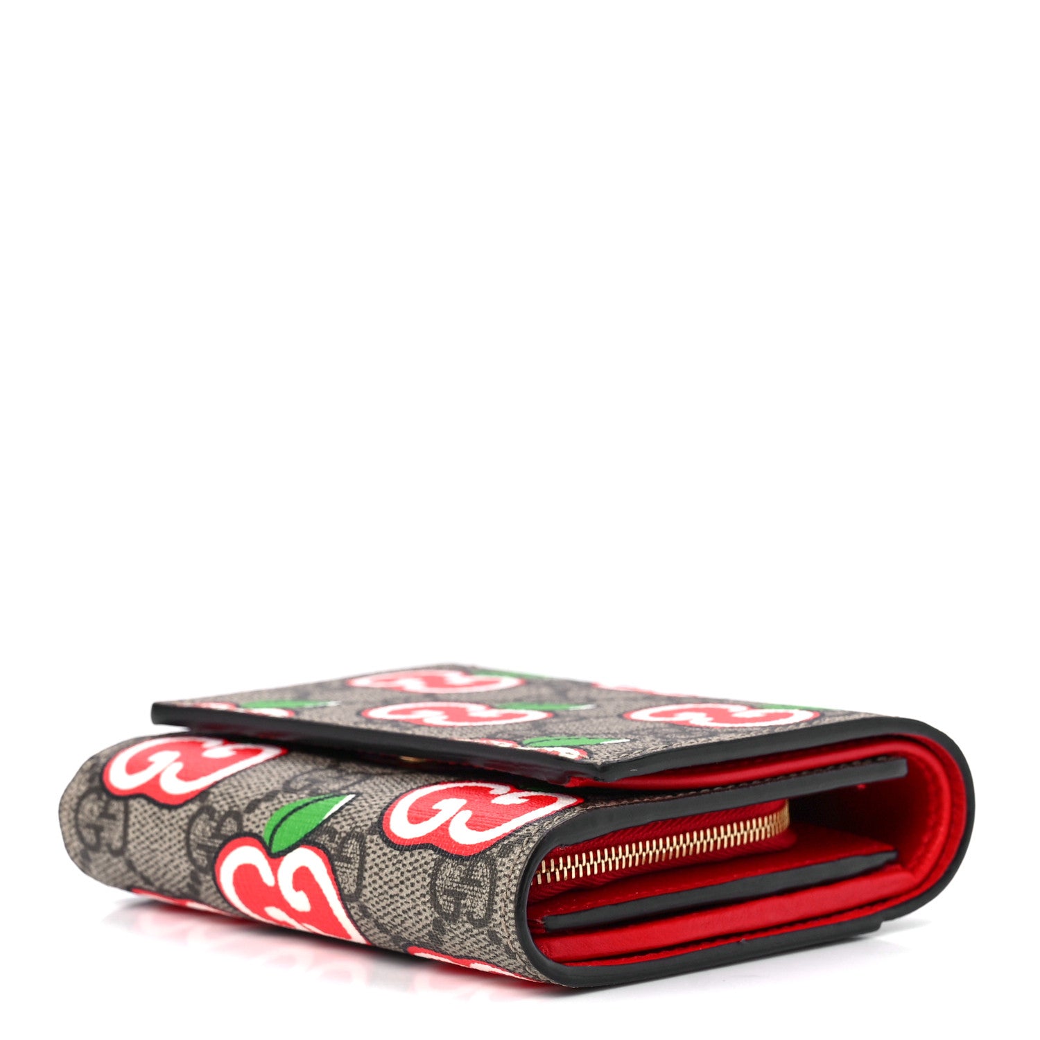 Gucci GG Supreme Apple French Wallet Beige Multicolor Lobster Red 9 of 12