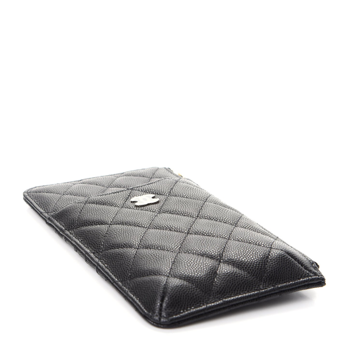 Caviar Quilted Classic Flat Wallet Pouch Black