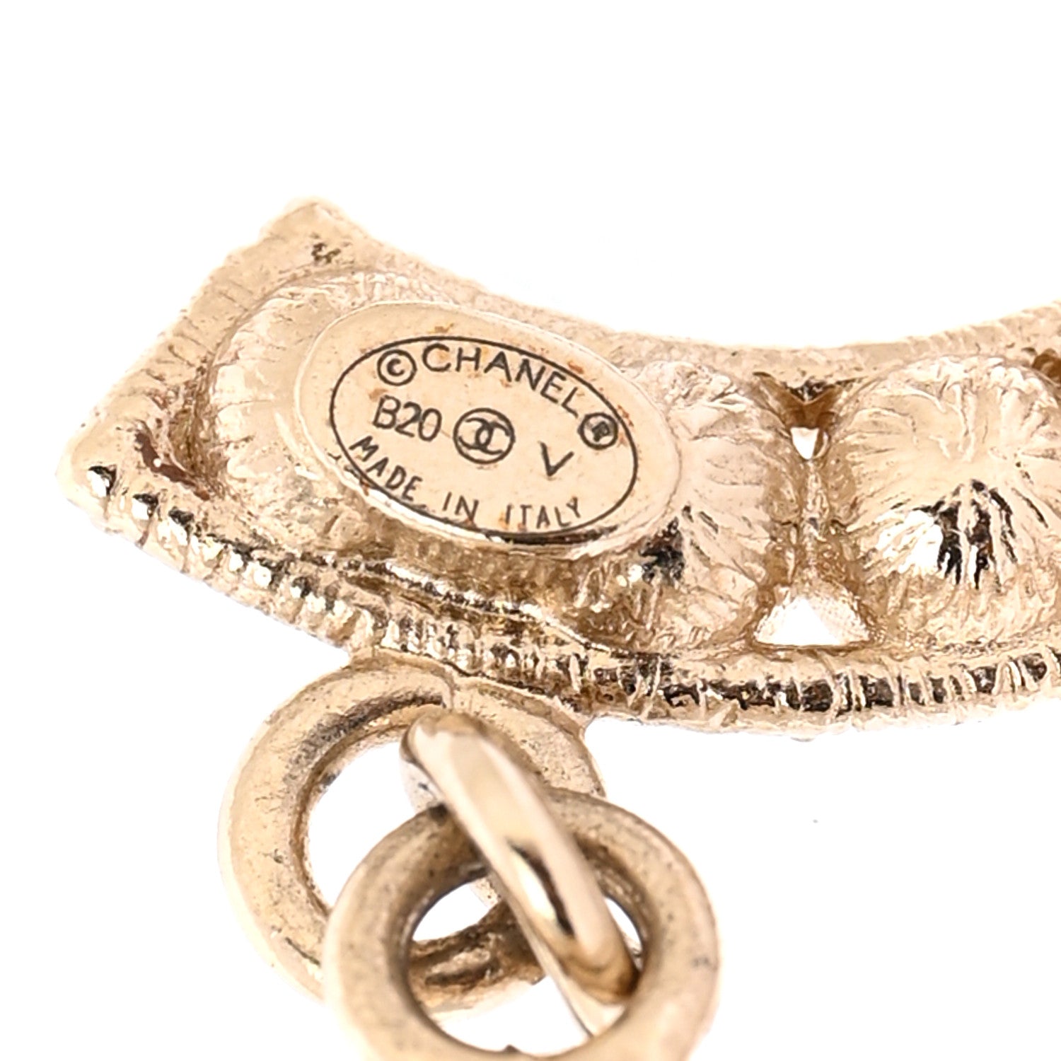Chanel Crystal Cha-Nel Logo Drop Earrings Gold 4 of 5