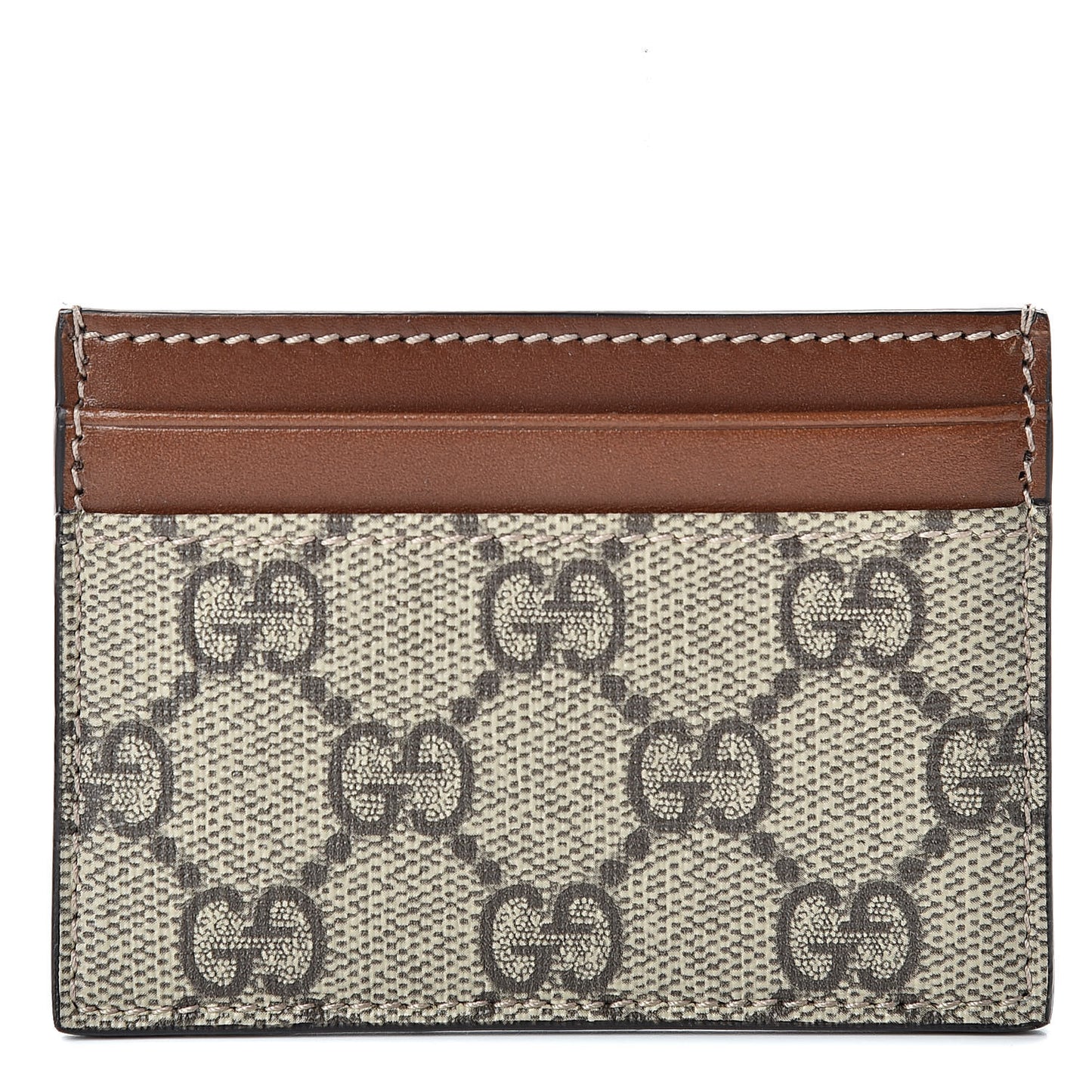 GG Supreme Monogram Calfskin Card Holder Beige Ebony Cuir