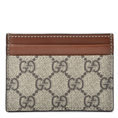 Gucci GG Supreme Monogram Calfskin Card Holder Beige Ebony Cuir 1 of 9