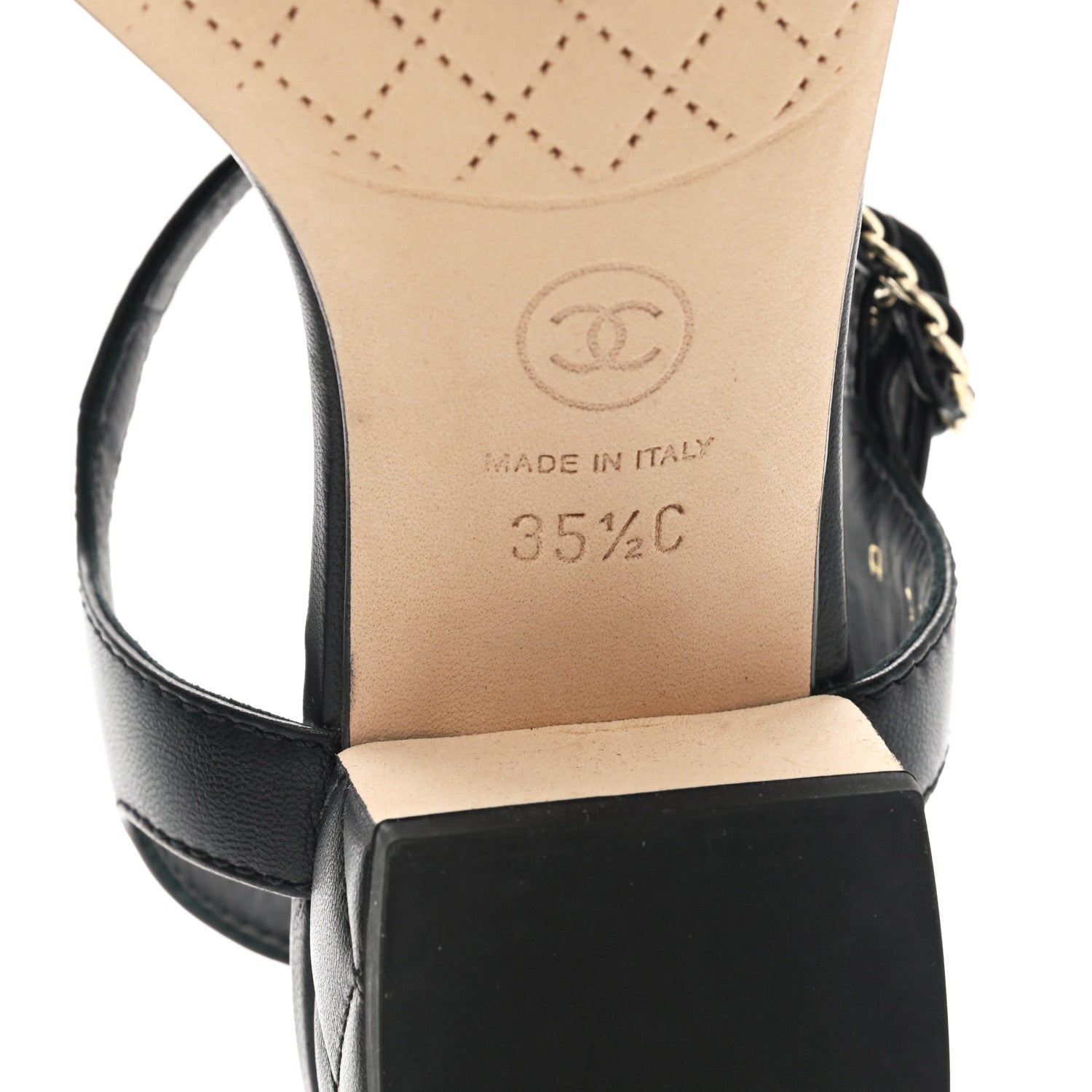 Chanel Lambskin Chain CC Thong Sandals 35.5 Black 6 of 10