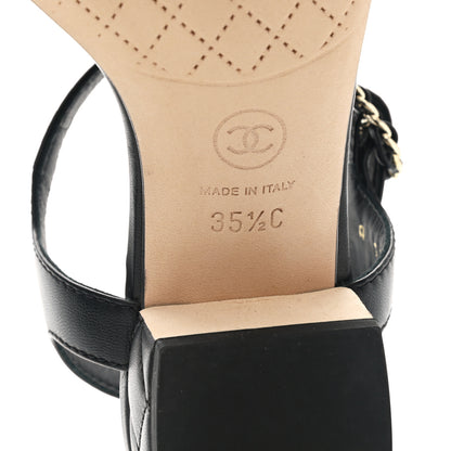 Chanel Lambskin Chain CC Thong Sandals 35.5 Black 6 of 10