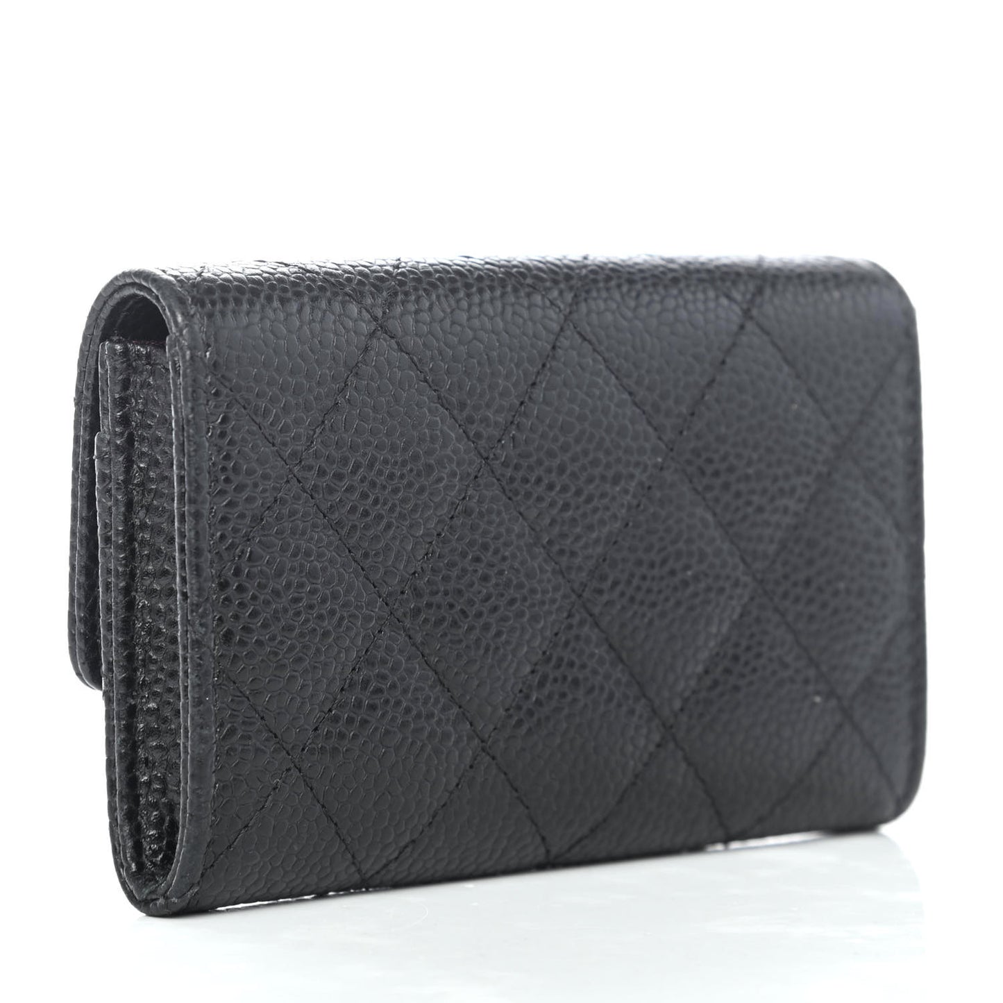 Caviar Quilted Flap Card Holder Black