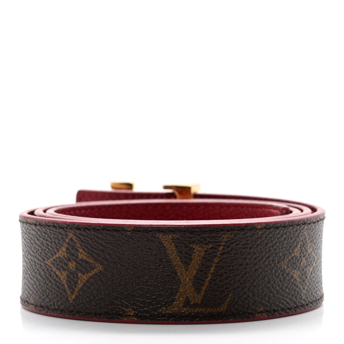 Calfskin Monogram 30mm LV Initiales Reversible Belt 80 32 Fuschia