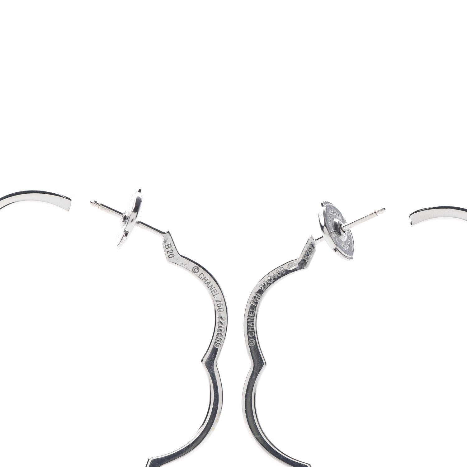 Chanel 18K White Gold Large Profil de Camelia Hoop Earrings 4 of 4
