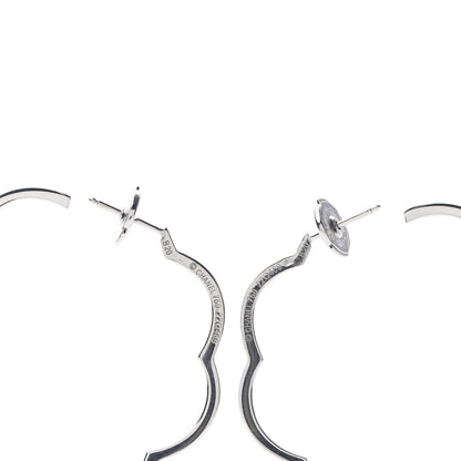 Chanel 18K White Gold Large Profil de Camelia Hoop Earrings 4 of 4