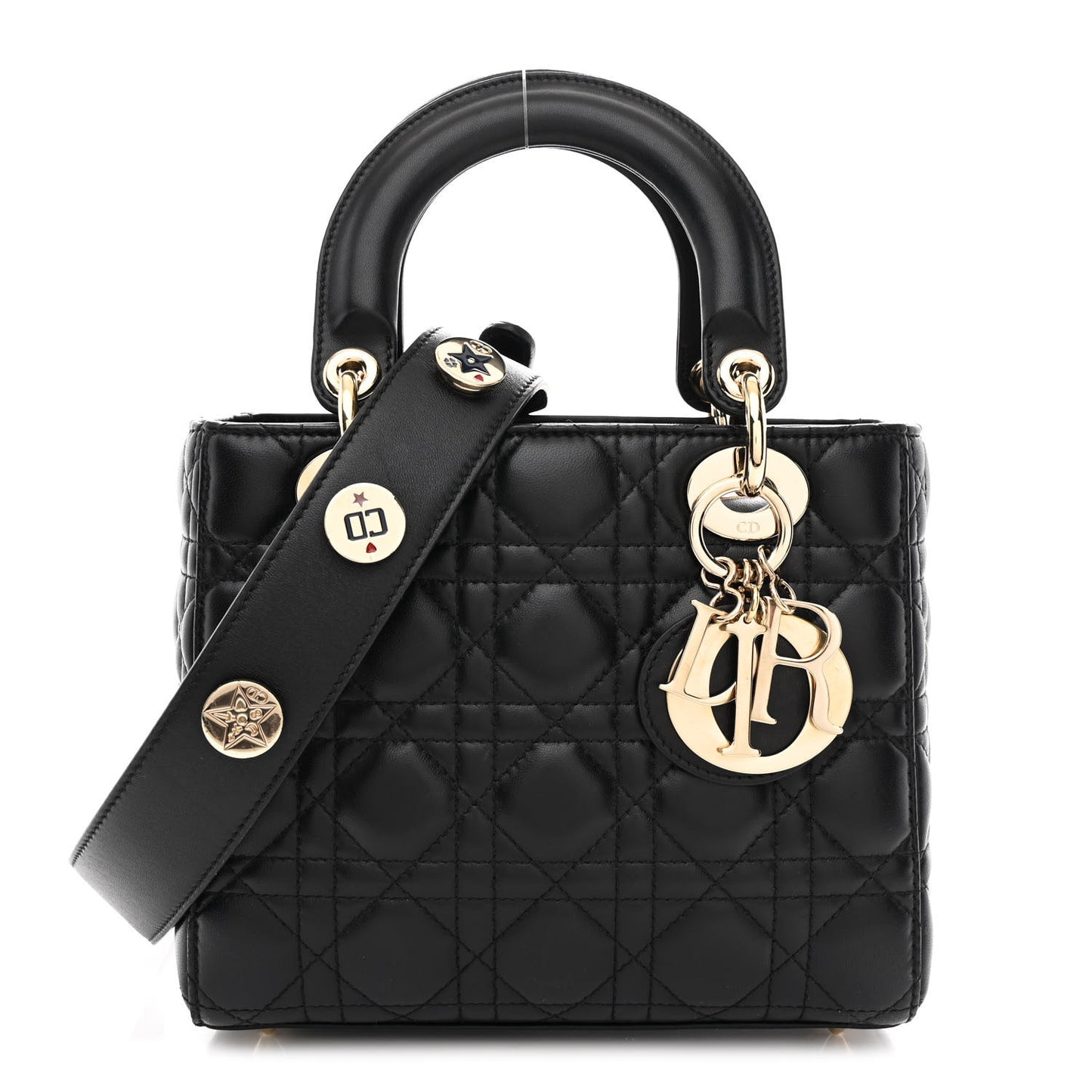 Lambskin Cannage Small Lucky Badges My Lady Dior Black