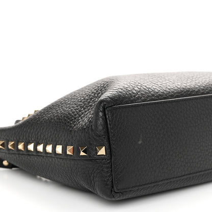 Valentino Garavani Grained Calfskin Small Rockstud Flip Lock Tote Black Rose Quartz 8 of 10