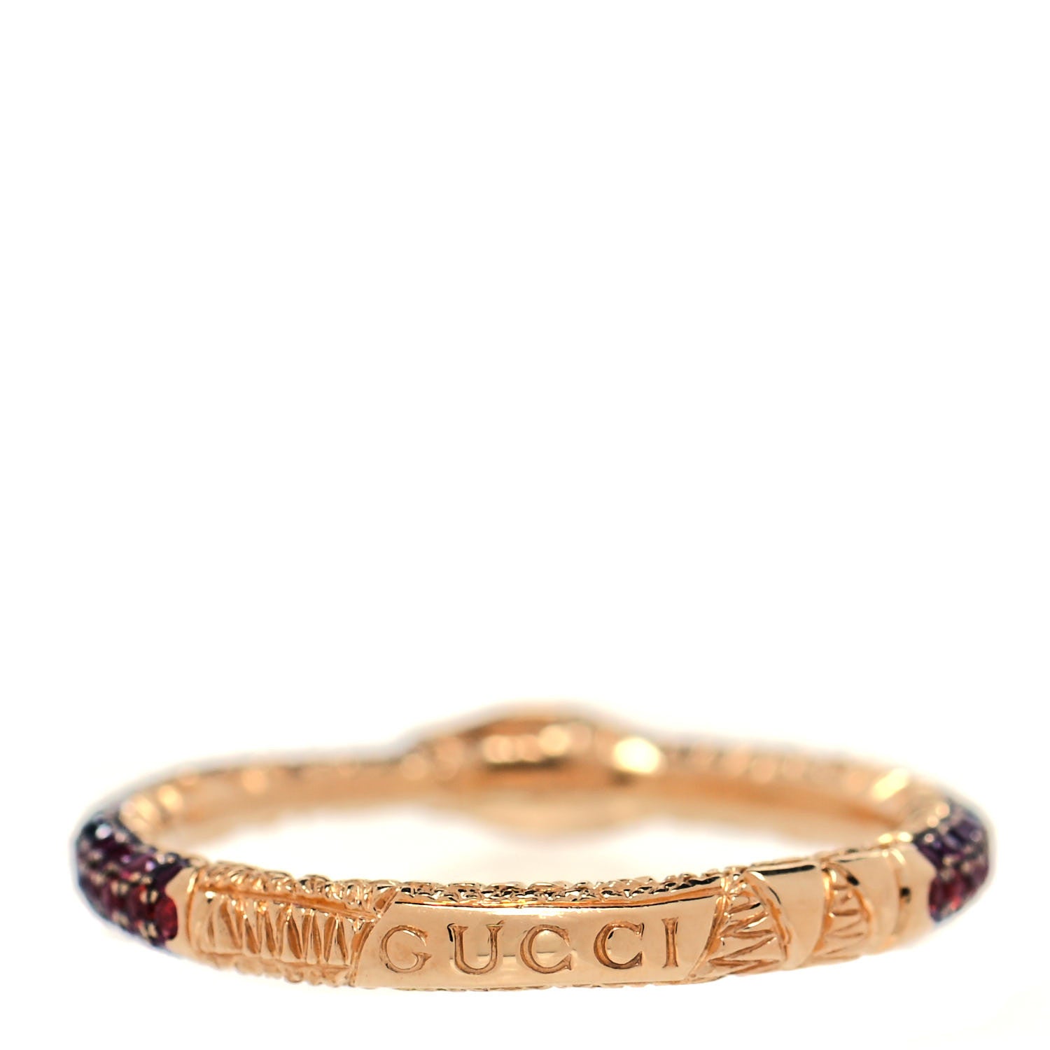 Gucci 18K Yellow Gold Black Diamond Topaz Sapphire Ouroboros Snake Ring 55 7.25 3 of 7
