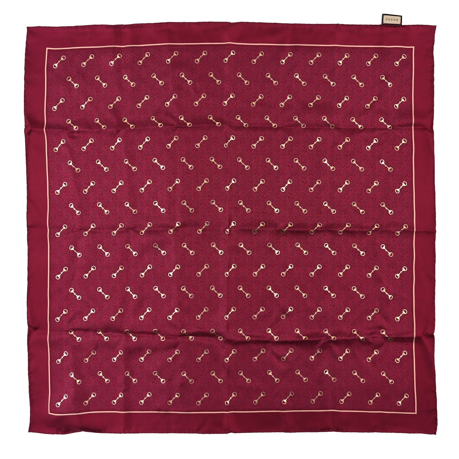 Gucci Modal Silk GG Gold Horsebit Square Scarf Pink Gold 1 of 3