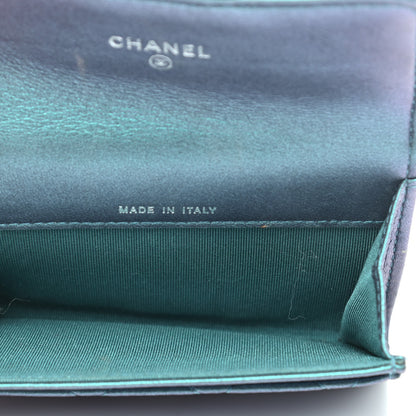 Chanel Iridescent Lambskin Quilted Flap Card Holder Turquoise 10 of 16